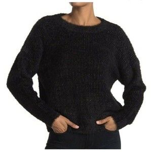 FRNCH Women's Black Metallic Crew Neck Sweater S/M